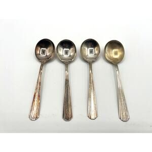 Vintage‎ Collectable Silver Plated Avon Soup Spoons Flatware set of 4